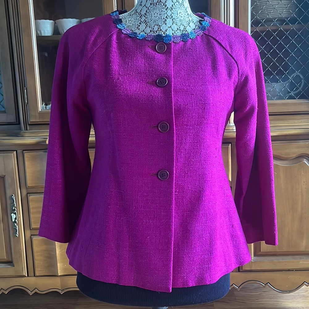 NWT Romeo Gigli Silk Purple Jacket Size 2